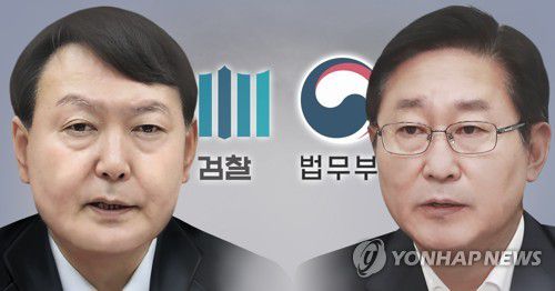 윤석열 검찰총장 - 박범계 법무부 장관 (PG)[박은주 제작] 사진합성·일러스트