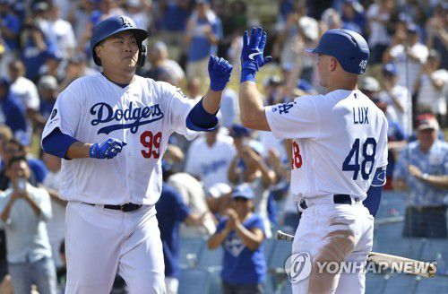 류현진 MLB 첫 홈런[AFP=연합뉴스 자료사진. 재판매 및 DB 금지]