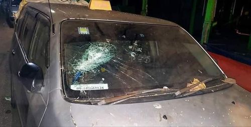 "산차웅에서 군경이 부순 차량"[트위터 @MoonCherryWine1]