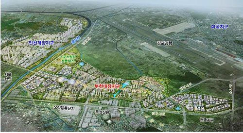 부천 대장, 인천 계양·서울 마곡과 연계해 '기업벨트' 구축(서울=연합뉴스) 부천 대장 신도시에 첨단산업단지가 건립돼 인근의 인천 계양 신도시, 서울 마곡지구와 연계한 기업 벨트가 구축된다고 국토교통부가 25일 밝혔다.
    사진은 부천 대상지구 조감도. 2020.5.25
    [국토교통부 제공. 재판매 및 DB 금지] photo@yna.co.kr