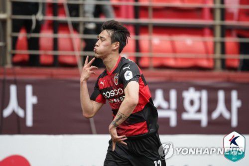 포항 송민규 '본선 직행이다!'[한국프로축구연맹 제공. 재판매 및 DB 금지]