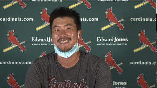 화상 인터뷰하는 김광현[MLB 프레스박스 화상 인터뷰 캡처. 재판매 및 DB 금지] photo@yna.co.kr