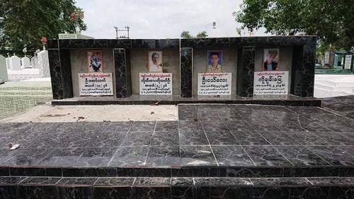 바고 공동묘역 추모비…군인들이 파손하기 전 모습[트위터 @Euna_Berry]