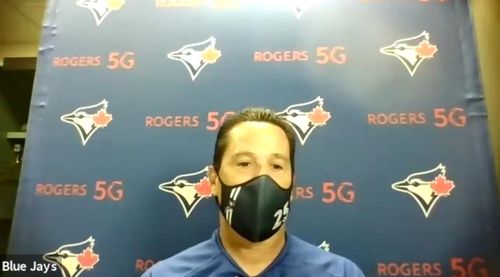화상 인터뷰하는 몬토요 토론토 감독[MLB 프레스박스 화상 인터뷰 캡처. 재배포 및 DB 금지]