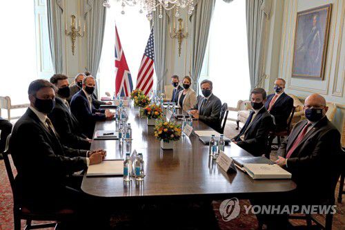 G7 미국-영국 외교장관 회담[로이터=연합뉴스]