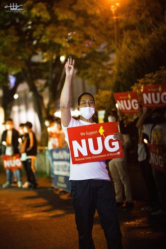 광주에서 미얀마 집회 이끈 묘네자 씨[광주 미얀마 네트워크 제공. 재판매 및 DB 금지]