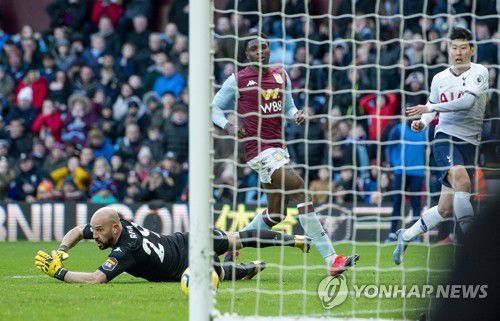 2019-2020시즌 애스턴 빌라전 득점하는 손흥민[EPA=연합뉴스]