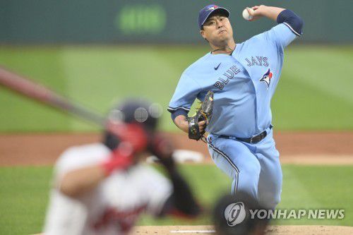 프로그레시브필드에서 처음으로 등판한 류현진 [USA 투데이/로이터=연합뉴스]