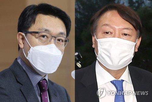 (왼쪽부터) 김진욱 공수처장 - 윤석열 전 검찰총장[연합뉴스 자료사진]