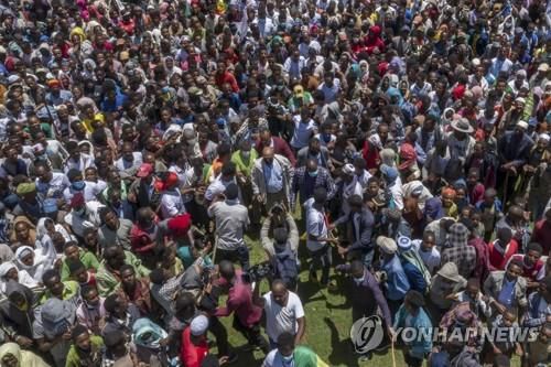 지난 5월 22일 에티오피아 아게나 타운에서 열린 야당 선거운동 집회[AP=연합뉴스 자료사진]