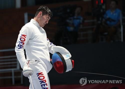 2018 자카르타·팔렘방 아시안게임 개인전 결승 당시 박상영의 모습[연합뉴스 자료사진]