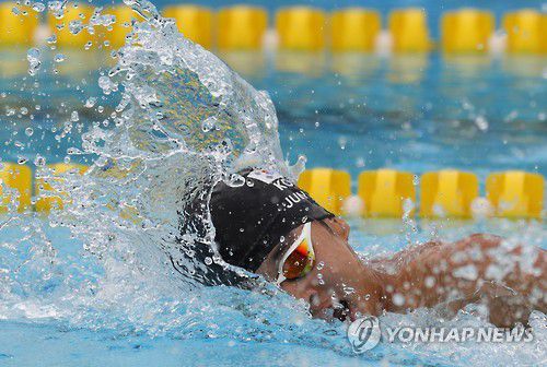 2016 리우데자네이루 올림픽 수영 경기 때 전웅태의 모습[EPA=연합뉴스 자료사진]