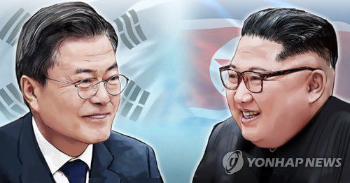 문재인 대통령, 김정은 위원장 (PG)[홍소영 제작] 일러스트