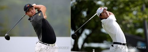 김주형(왼쪽)과 김한별의 드라이버샷 모습.[KPGA 제공. 재판매 및 DB 금지]