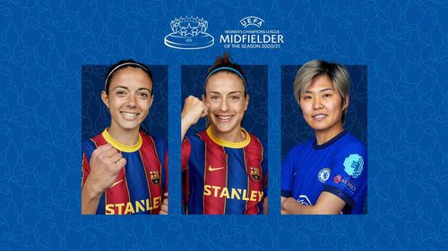 2020-2021 UEFA 챔피언스리그 미드필더 부문 최우수선수 후보에 오른 지소연(오른)[UEFA 홈페이지. 재판매 및 DB 금지]