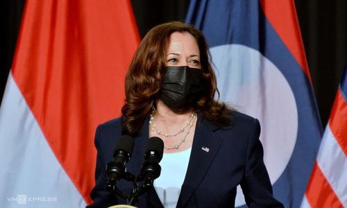 25일 미 질병통제예방센터(CDC) 동남아사무소 개소식에 참석한 해리스 부통령