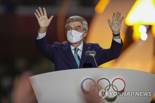 일본 도쿄올림픽 폐막식 당시 토마스 바흐 위원장.[AP=연합뉴스]