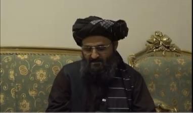 영상 메시지를 통해 자신을 둘러싼 부상설과 탈레반 지도부 내분설을 부인하는 물라 압둘 가니 바라다르. [SNS캡처=연합뉴스. 재판매 및 DB 금지]