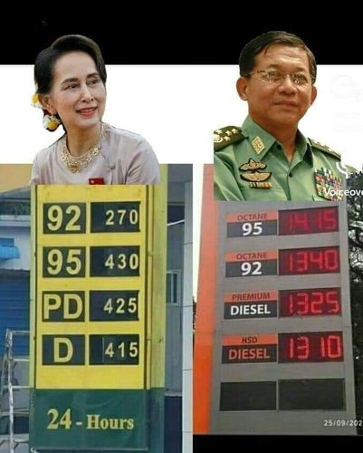 국가비상사태 이전과 최근 옥탄가별 휘발유 가격과 디젤유의 가격을 비교 풍자한 합성 사진 [SNS 캡처. 재판매 및 DB 금지]