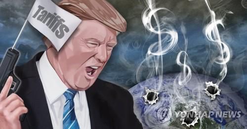 중국의 불공정한 통상관행을 뜯어고친다며 고율관세를 계속 부과하는 무역전쟁을 지속한 도널드 트럼프 전 미국 대통령중국에 관세폭탄 예고한 도널드 트럼프 미국 대통령 [정연주 제작] 일러스트