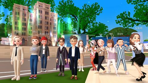 김용래 특허청장(아바타, 왼쪽 5번째)이 참가자들과 기념촬영을 하고 있다.[특허청 제공. 재판매 및 DB 금지]