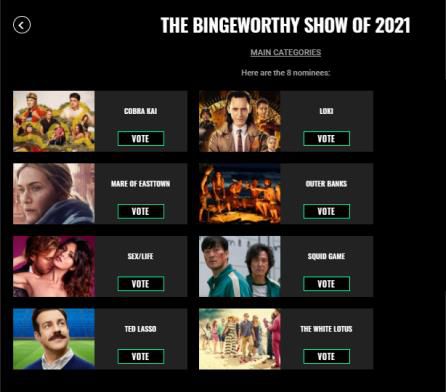 미국 '피플스 초이스 어워즈' 후보[피플스 초이스 어워즈 홈페이지 캡처]