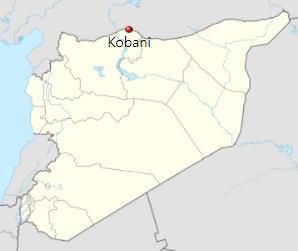 시리아 북부 코바니 위치[위키피디아 자료]