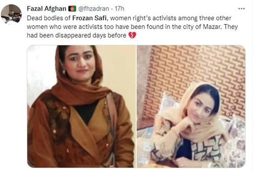아프간의 여성 인권 활동가 프로잔 사피[트위터 @fhzadran·재판매 및 DB 금지]