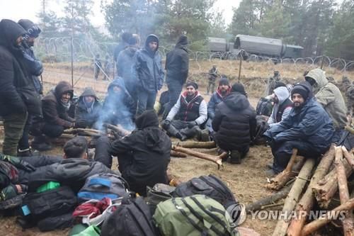 벨라루스-폴란드 국경 지역 난민[epa 연합뉴스 자료사진. 재판매 및 DB 금지]