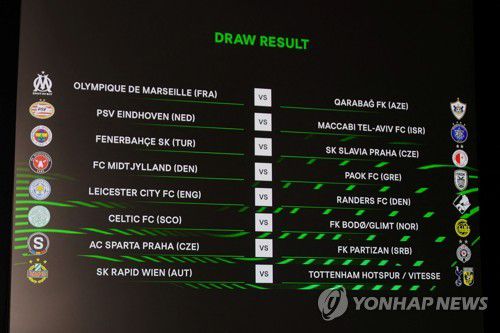 UECL 16강 플레이오프 대진표[로이터=연합뉴스]