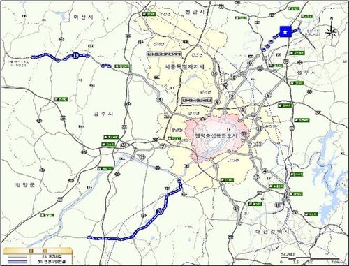 세종시 신도심∼청주국제공항 연결도로 위치도[행정중심복합도시건설청 제공. 재판매 및 DB 금지]