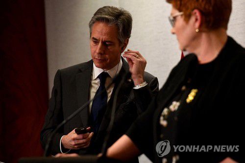 블링컨 미 국무장관과 페인 호주 외무장관[AP=연합뉴스 자료사진. 재판매 및 DB 금지]