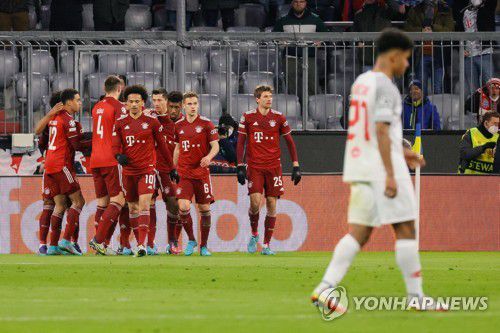 골 세리머니 하는 바이에른 뮌헨 선수들.[EPA=연합뉴스]