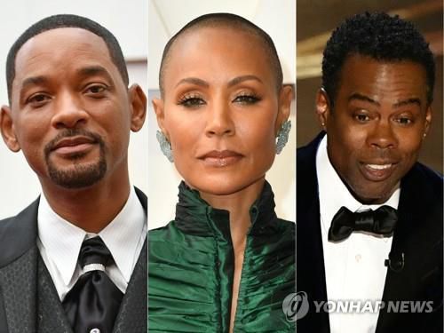 윌 스미스(왼쪽). 제이다 핑킷 스미스(가운데), 크리스 록(오른쪽)[AFP 연합뉴스 자료사진. 재판매 및 DB 금지]