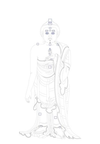 운흥사 괘불탱 고대 인도문자 '범자' 위치[문화재청 제공. 재판매 및 DB 금지]