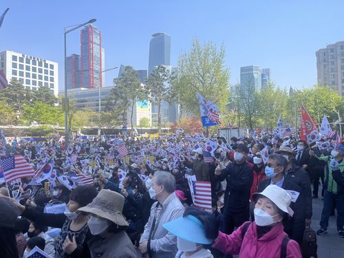 자유통일당 '검수완박 반대 집회' [촬영 유한주 수습기자]