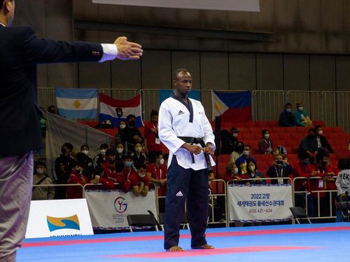 고양 킨텍스에서 열린 '2022 고양 세계태권도품새선수권대회'에 출전한 케냐 난민 가스토 은사주무키자 씨. [유엔난민기구 제공]