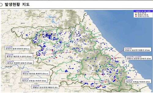 ASF 감염 야생 멧돼지 폐사체 발생 현황 [강원도 제공. 재판매 및 DB 금지]