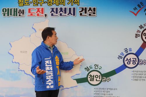 주요공약 설명하는 송기섭 예비후보[송기섭 선거캠프 제공. 재판매 및 DB 금지]