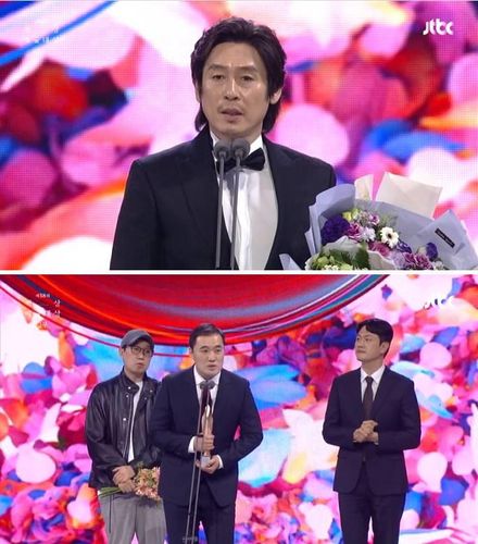 위에서 부터 배우 설경구, 변승민 클라이맥스스튜디오의 대표(가운데)[JTBC 방송화면 캡처. 재판매 및 DB 금지]