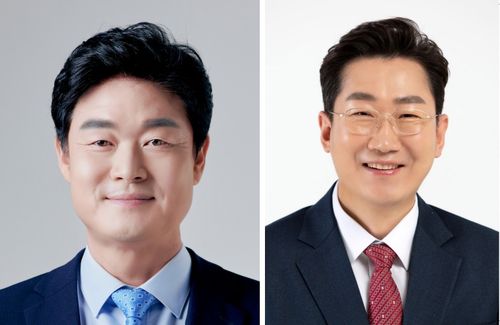 민주당 구자열 예비후보(왼쪽)·국민의힘 원강수 예비후보(오른쪽)[중앙선관위 등록 사진 갈무리 제공.재판매 및 DB 금지]