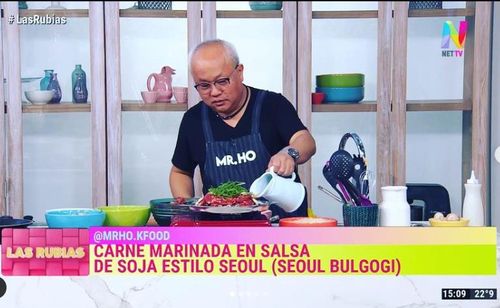 아르헨티나 현지 방송에서 불고기 선보이는 오중희 씨 [미스터호 인스타그램]