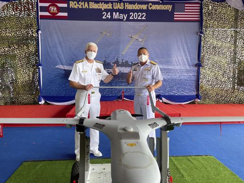 ''RQ-21A 블랙잭' 드론 태국 해군 인도식 모습. 2022.5.24[주태국 미 대사관 홈페이지 캡처. 재판매 및 DB 금지]