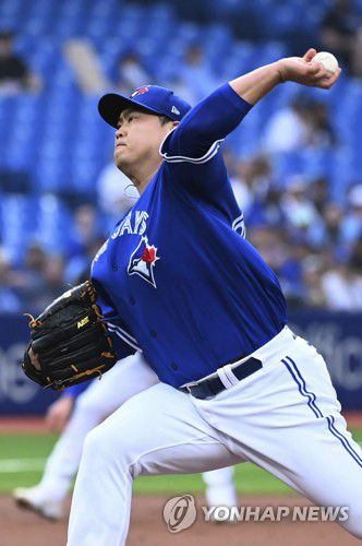 역투하는 류현진 [캐내디안 프레스/AP=연합뉴스]