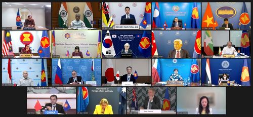 화상으로 열린 동아시아정상회의(EAS) 고위관리회의[외교부 제공]