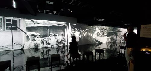 군함도 디지털 뮤지엄에서 상영되는 영상물(나가사키=연합뉴스) 이세원 특파원 = 2022년 6월 29일 오후 일본 나가사키시 소재 군함도 디지털 뮤지엄에서 군함도와 관련한 영상물이 상영되고 있다.