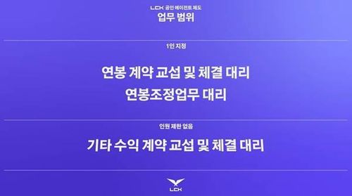 LCK, 공인 에이전트 제도 도입[LCK 제공, 재판매 및 DB 금지]