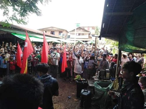 미얀마 남부의 따닌따리 지역에서 열린 "국민 정의 결의대회"[SNS 캡처. 재판매 및 DB 금지]