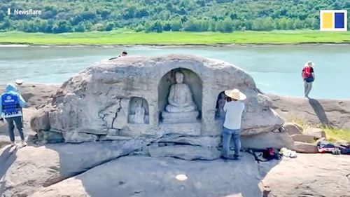 양쯔강 바닥서 발견된 600년전 불상[홍콩 사우스모닝차이나 캡처]