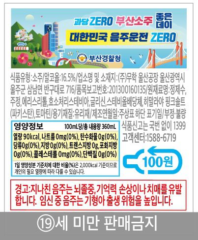 보조 라벨에 삽입된 음주운전 예방 홍보 문구[부산 북부경찰서 제공. 재판매 및 DB금지]